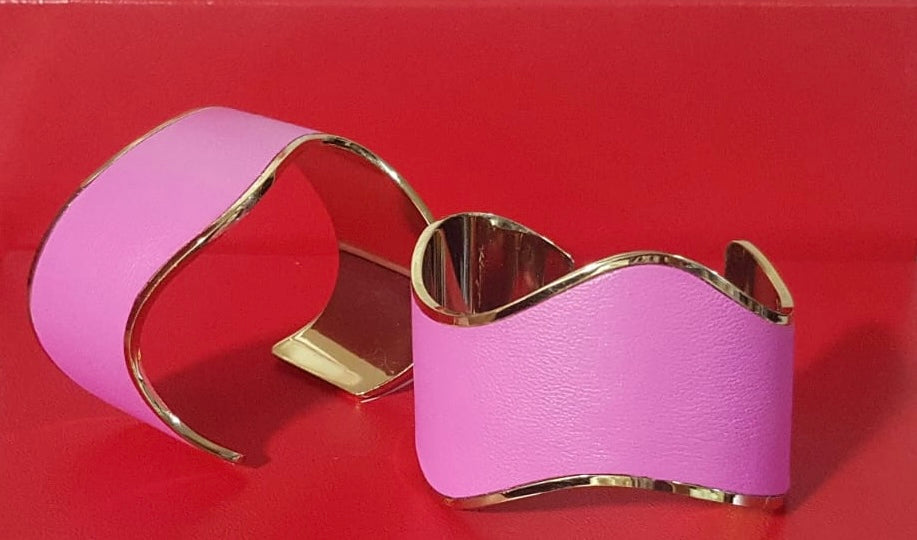 Wave Cuff Bracelet in Pink